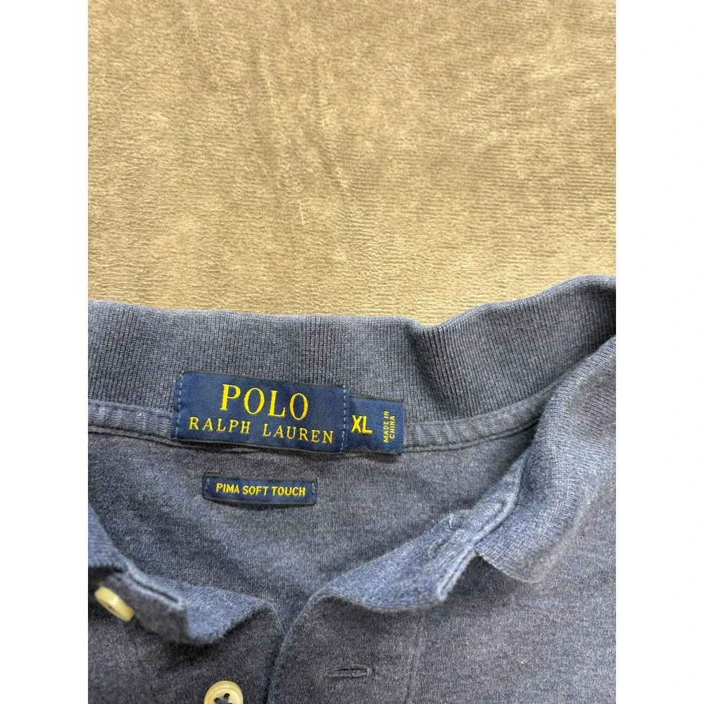 Polo Ralph‎ Lauren Mens XL Navy Blue Pima Soft Touch Short Sleeve Polo Shirt